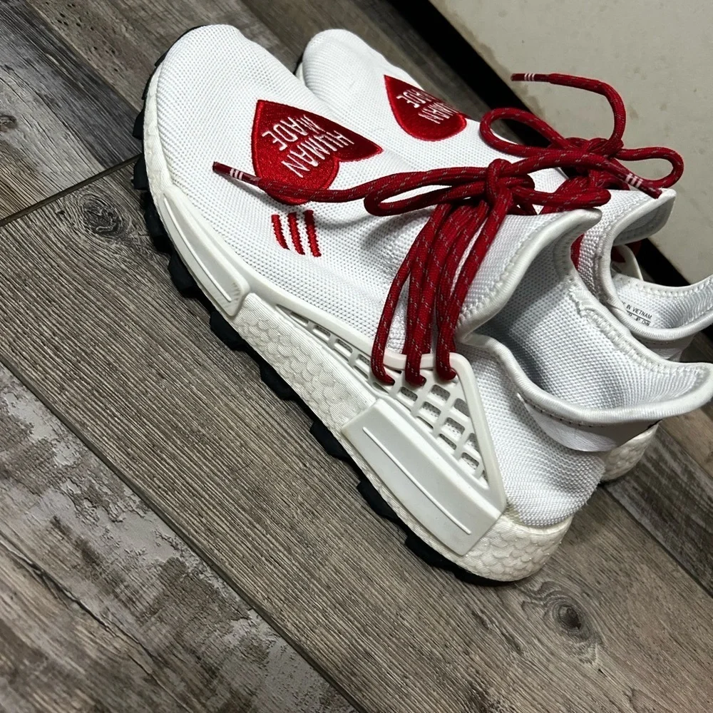 Adidas Pharrell Hu X HUMAN MADE® Red and White Sneakers